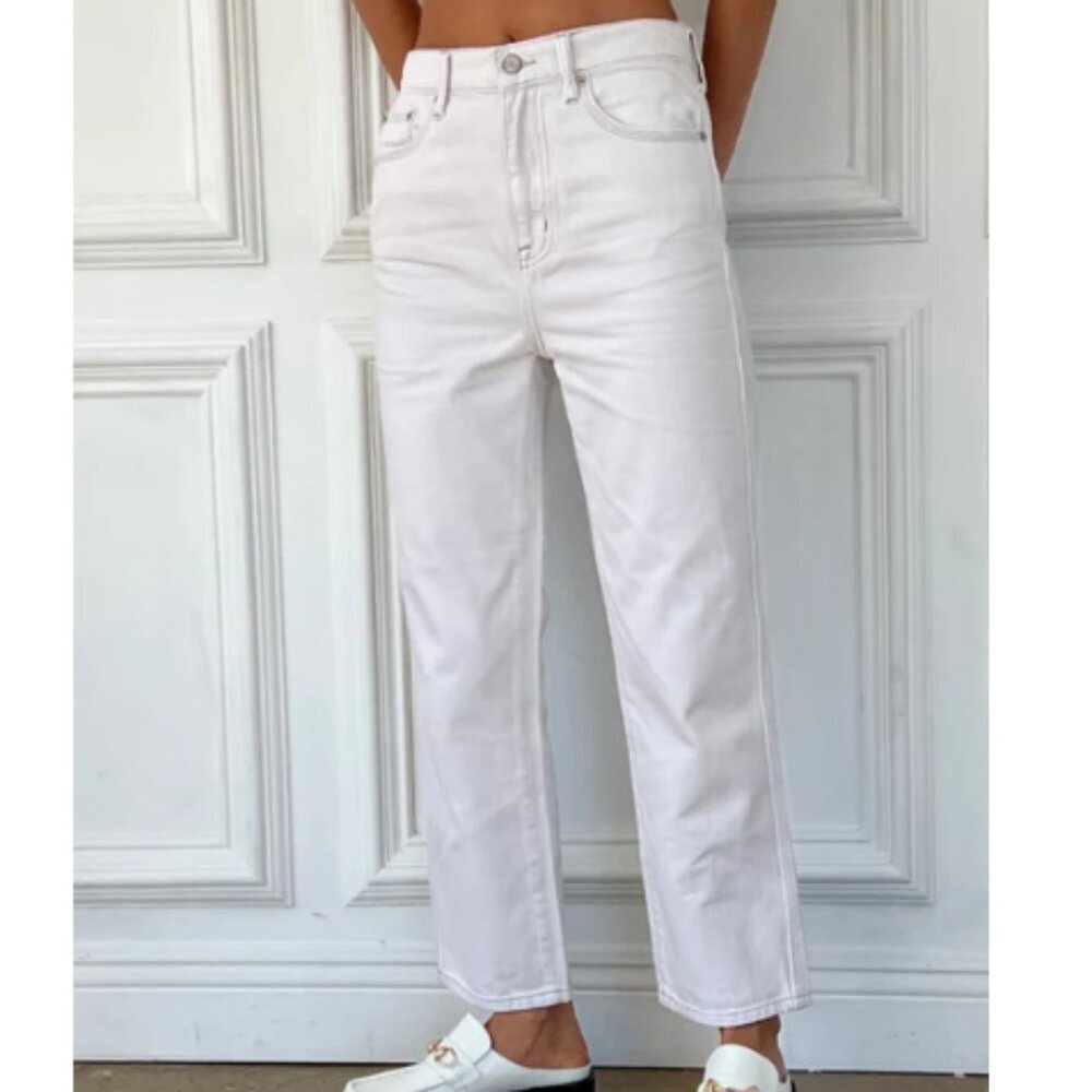 Pistola Cassie Super High Rise Straight Leg Off White Jeans